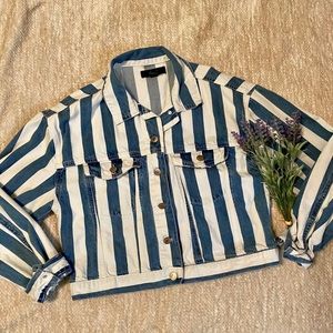 Forever 21 Striped Jean Jacket